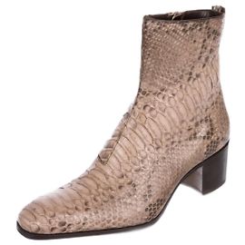 Yves Saint Laurent Saint Laurent Paris - Johnny 65 Ankle Boots in Genuine Python Beige