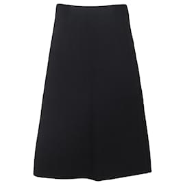 Balenciaga-Balenciaga Ribbed Elastic Midi Skirt in Black Viscose-Black