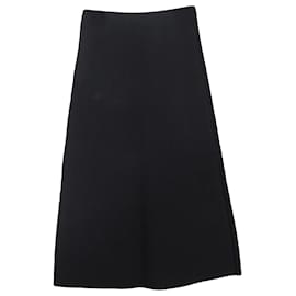 Balenciaga-Balenciaga Ribbed Elastic Midi Skirt in Black Viscose-Black