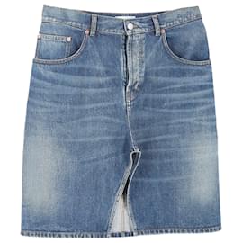 Balenciaga-Balenciaga Front Slit Skirt in Light Blue Denim-Blue,Light blue