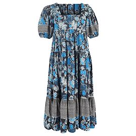 Abito midi a strati con stampa floreale Ulla Johnson Nora in cotone blu Blu