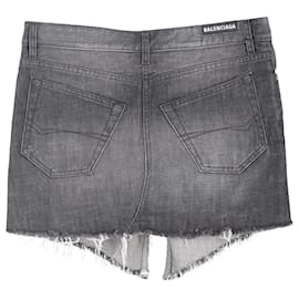 Balenciaga-Balenciaga Front Slit Mini Skirt in Grey Denim-Grey