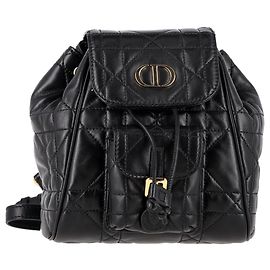 Dior Small Dior Caro Backpack in Black Leather Black