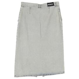 Balenciaga-Balenciaga Front Slit Midi Skirt in Light Blue Denim-Blue,Light blue