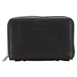 Bally Travel Case Leather Clutch Bag Black