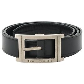 Bulgari BVLGARI Rettangolo Leather Belt Black