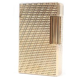 Autre Marque Dupont Line 1 Check Pattern Square Lighter Golden