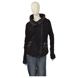 Autre Marque Giorgio Brato Black Suede Leather Biker Jacket Black