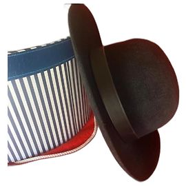 Hermès Rabbit Felt Hat Black Deerskin Ribbon Black
