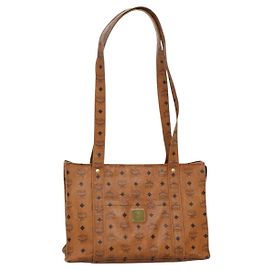 Borsa a spalla MCM Logogram Vicetos PVC Marrone Oro Auth BA5434 Marrone D'oro