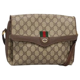 Borsa Sherry Line GG Supreme Web di GUCCI in PVC beige e oro 904 02 084 Auth SW1492 Beige D'oro