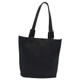 SAINT LAURENT Tote Bag Nylon Navy Silver Auth 137808 Silvery Navy blue