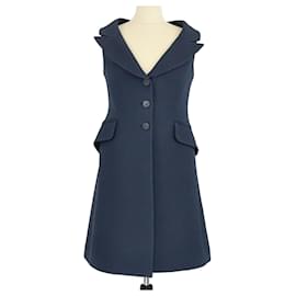 Christian Dior marineblaues Wollkleid mit Weste Marineblau