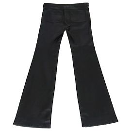 Chanel Black Flare Lambskin & Cotton Pants Black