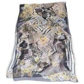 Stola in seta trasparente con stampa floreale multicolore Christian Dior Multicolore