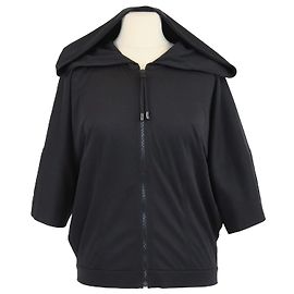 Hermès Moletom com Capuz de Algodão Preto com Zíper e Mangas Curtas da Hermes Preto