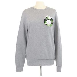Christian Dior Baumwoll-Sweatshirt mit grauem Rosen-Patch von Dior Homme Grau