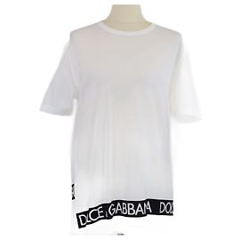 Camiseta de algodón DG Millennials con impresión de logo blanco Dolce & Gabbana Blanco
