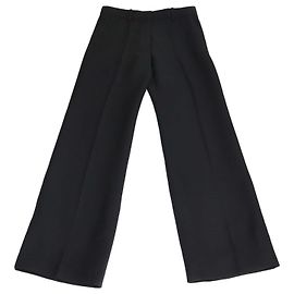 Calça larga de lã e seda preta Valentino Preto
