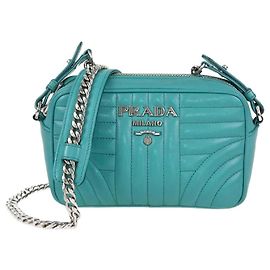 Bolsa transversal de couro verde Diagramme da Prada Verde