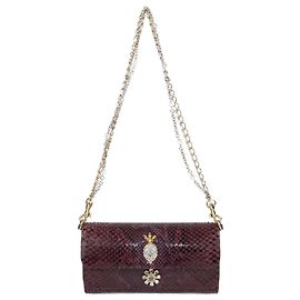 Pochette Chaîne en Python Violet Embellie de Cristaux Dolce & Gabbana Violet