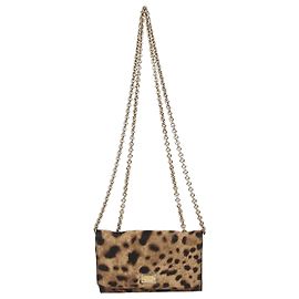 Dolce & Gabbana Brown Leopard Print Coated Canvas Trifold Wallet On Chain Brown Leopard print