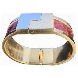 Bracciale in pelle e metallo LOEWE Argento D'oro Marrone chiaro