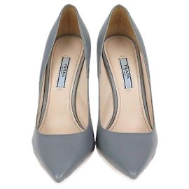 Escarpins pointus en cuir gris Prada Gris