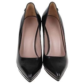 Gucci Black Patent Leather Platform pointed Toe Pumps Black