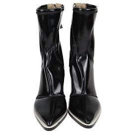 Fendi Black/Beige Coated Fabric Fframe Ankle Boots Black Beige