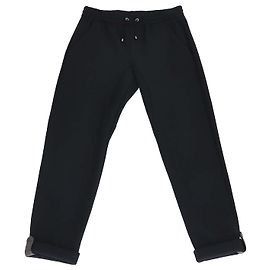 Brunello Cucinelli Black Drawstring Cotton Blended Pants Black