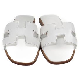 Hermès Hermes White Leather Oran Sandals White