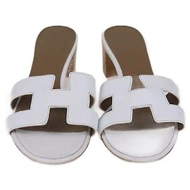 Sandales Oasis en cuir blanc Hermès Blanc
