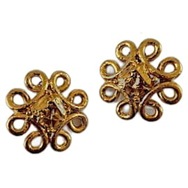 Boucles d'oreilles maxi dorées Yves Saint Laurent Doré