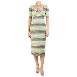 Veronica Beard Grünes gestreiftes Midi-Kleid - Größe S Grün