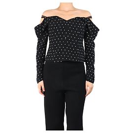 Self portrait Schwarzes Off-Shoulder-Diamant-Top - Größe UK 8 Schwarz