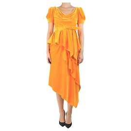 Self portrait Orange velour top and skirt set - size UK 10 Orange