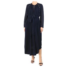 Chloé Anthracite blue pleated chiffon maxi dress - size UK 8 Blue