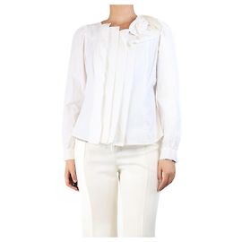 Anne Fontaine Camicia bianca con applicazione floreale - taglia UK 16 Bianco