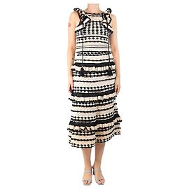 Zimmermann Set top in crochet a righe nere e neutre e gonna midi - taglia UK 8 Altro