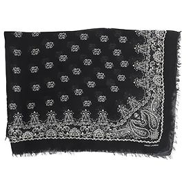 Saint Laurent Cachecol preto com estampa paisley Preto