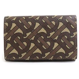 Burberry Tri-fold Wallet in Brown Coated Canvas Brown