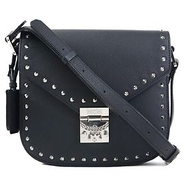 Borsa a spalla in pelle nera MCM Nero
