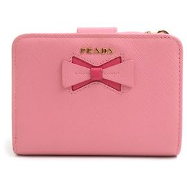 Prada Pink Leather Bi-Fold Wallet Pink