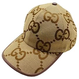 Gucci-Boné de beisebol Jumbo GG em lona para homens Gucci-Camelo