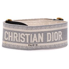 Correa de bolsa con logo de lona bordada gris Dior Castaño