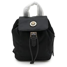 Versace Nylon Leather Backpack Black