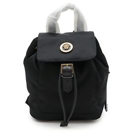 Mochila de Nylon e Couro Versace Preto
