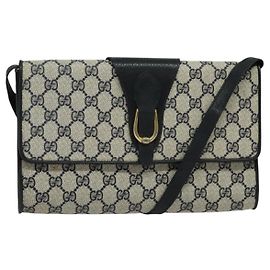 Gucci Borsa a spalla GG Supreme in PVC Navy Gold Auth ep10523 D'oro Blu navy