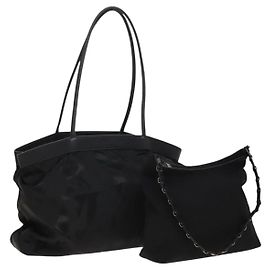 Borsa a mano Gancini in nylon 2 pezzi nera Auth bs28917 di Salvatore Ferragamo Nero